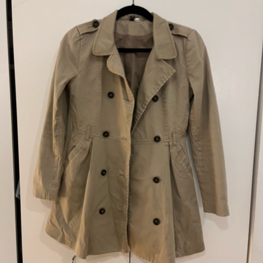 Small H&M Beige Cotton Short Raincoat - Picture 2 of 7